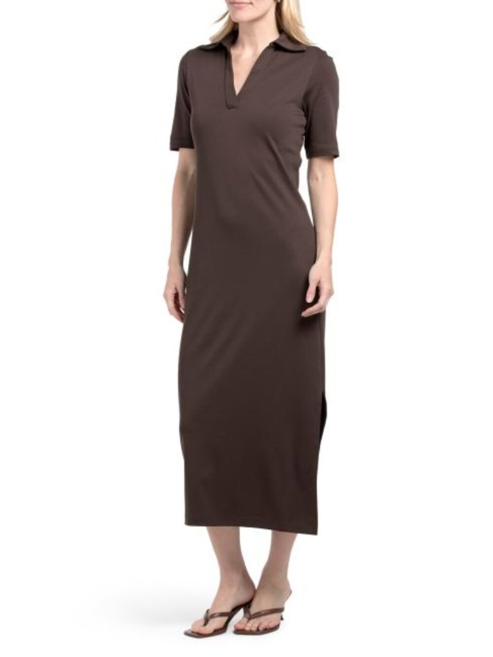 VINCE Pima Cotton Short Sleeve Polo Dress